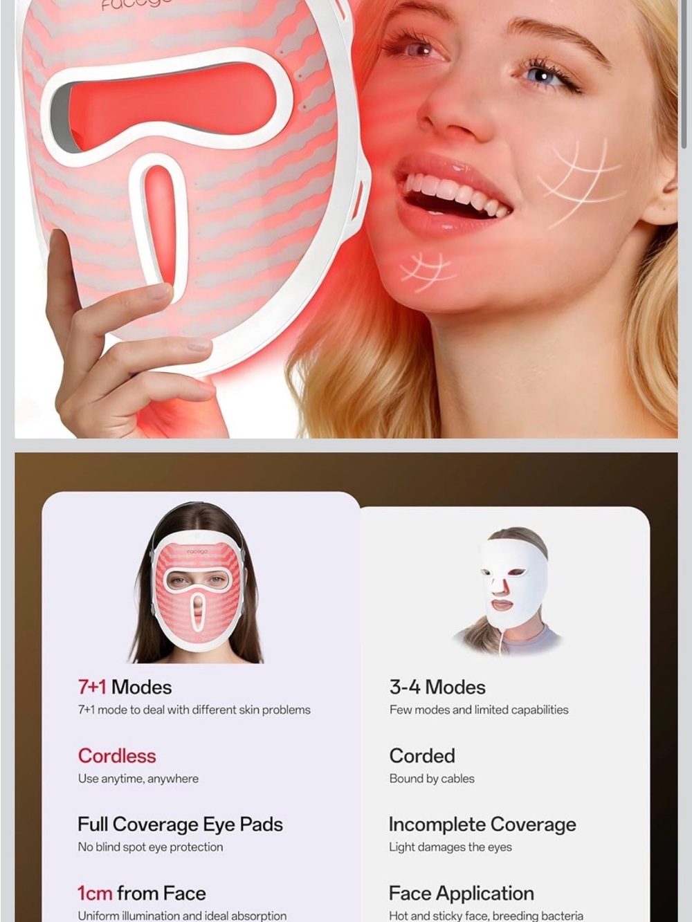 LED Red Light Therapy Face Mask